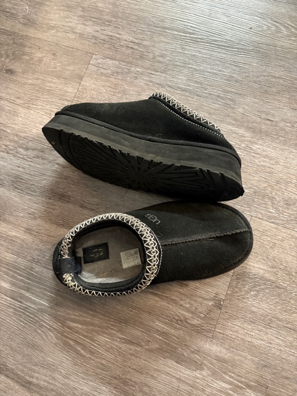 UGG Black Suede Slip-On Clog Mules